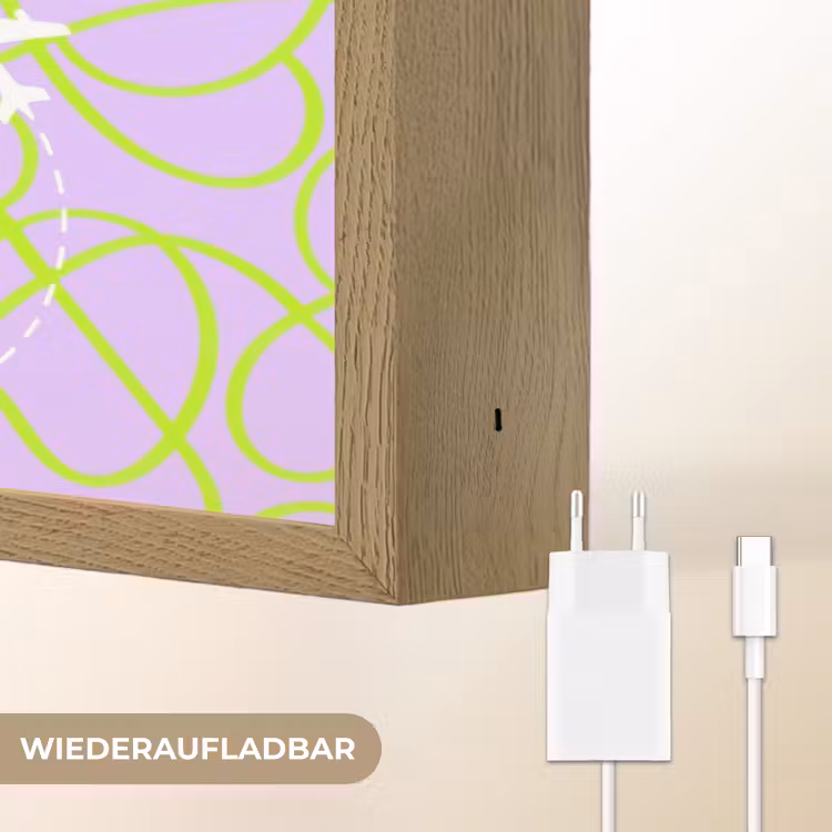 Ready for take off - Vliegtuig - Groen - Paars - Golvende lijnen Light Box met batterij (Wandlamp) middel -USP_websiteoplaadbaarDE