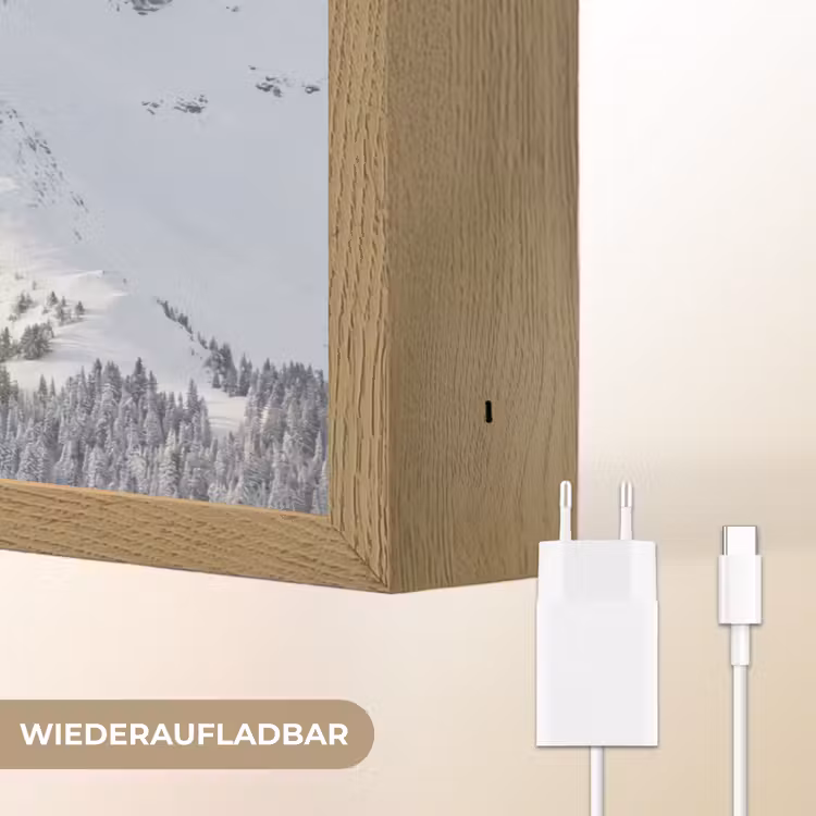 Berg - Sneeuw - Winter - Natuur - Wit Light Box met batterij (Wandlamp) middel -USP_websiteoplaadbaarDE