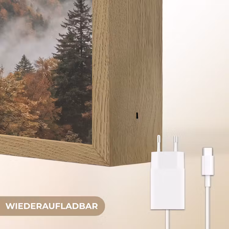 Bergen - Vallei - Mist - Herfst - Natuur Light Box met batterij (Wandlamp) middel -USP_websiteoplaadbaarDE