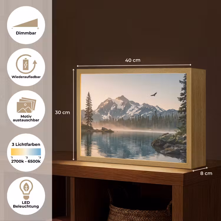 Bergen - Water - Bomen Light Box met batterij (Wandlamp) middel -USP_websiteoverzichtDE