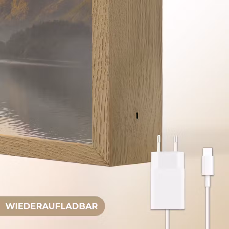 Bergen - Water - Mist - Natuur - Landschap Light Box met batterij (Wandlamp) middel -USP_websiteoplaadbaarDE