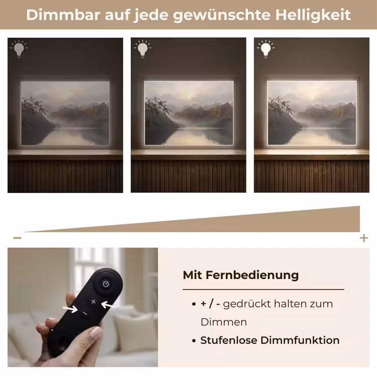 Bergen - Water - Mist - Natuur - Landschap Light Box met batterij (Wandlamp) middel -USP_dimbaarDE