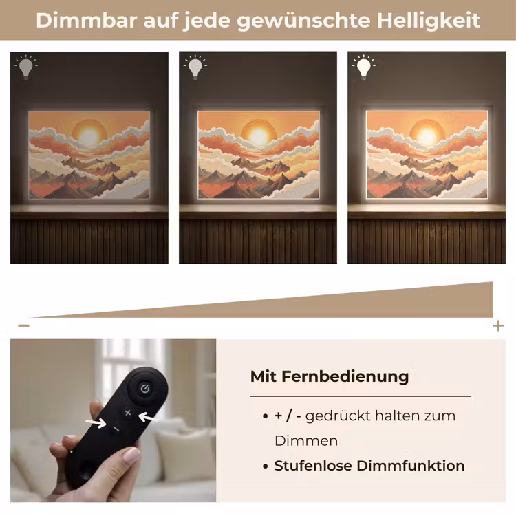 Bergen - Wolken - Natuur - Zonsopgang - Oranje Light Box met batterij (Wandlamp) middel -USP_dimbaarDE