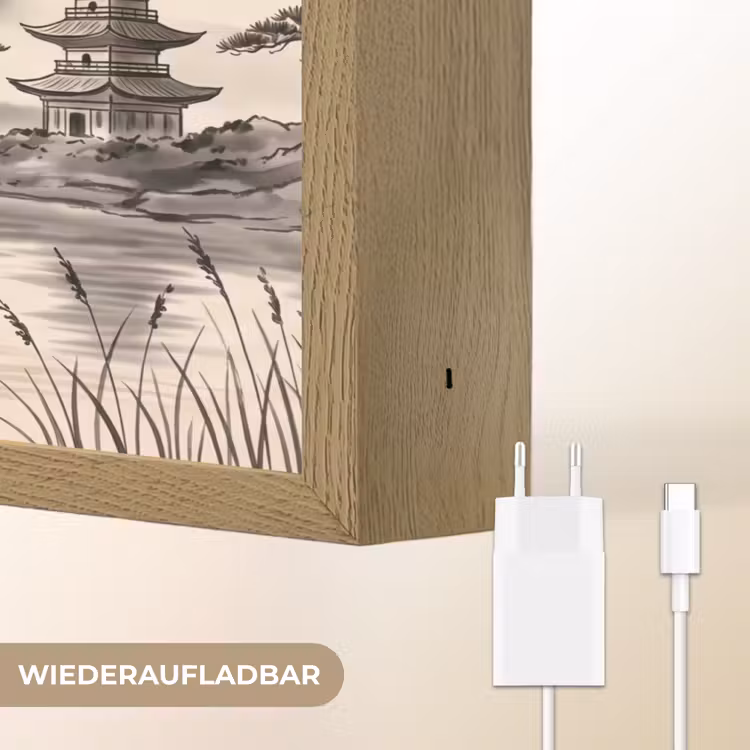 Bergtop - Meer - Bloesem Light Box met batterij (Wandlamp) middel -USP_websiteoplaadbaarDE