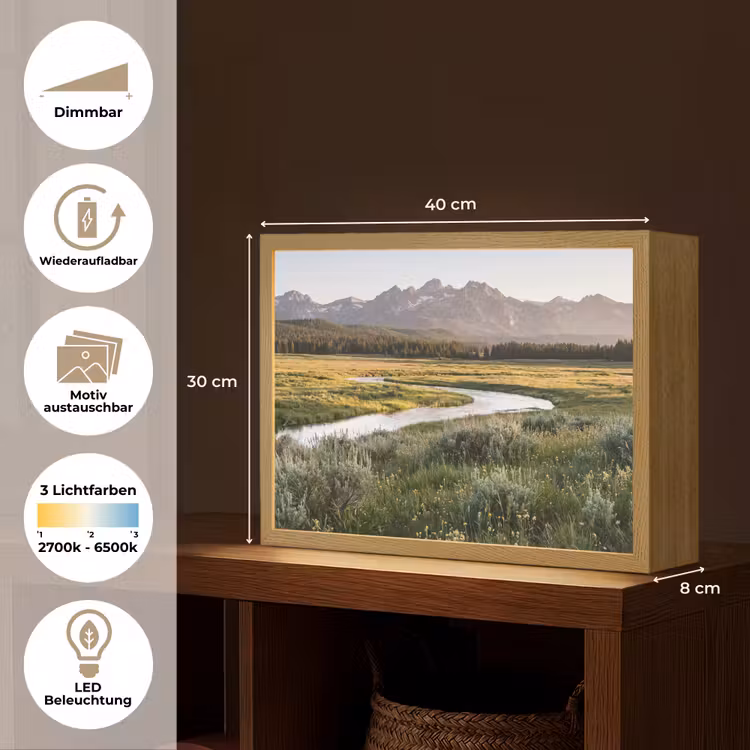 Berglandschap - Rivier - Bos Light Box met batterij (Wandlamp) middel -USP_websiteoverzichtDE