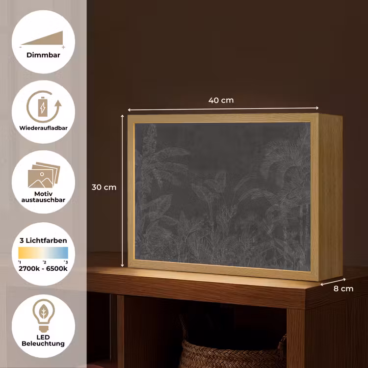 Beton - Patroon - Zwart Light Box met batterij (Wandlamp) middel -USP_websiteoverzichtDE