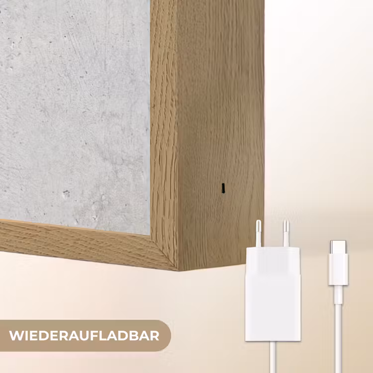Beton - Textuur - Achtergrond - Grijs - Industrieel Light Box met batterij (Wandlamp) middel -USP_websiteoplaadbaarDE