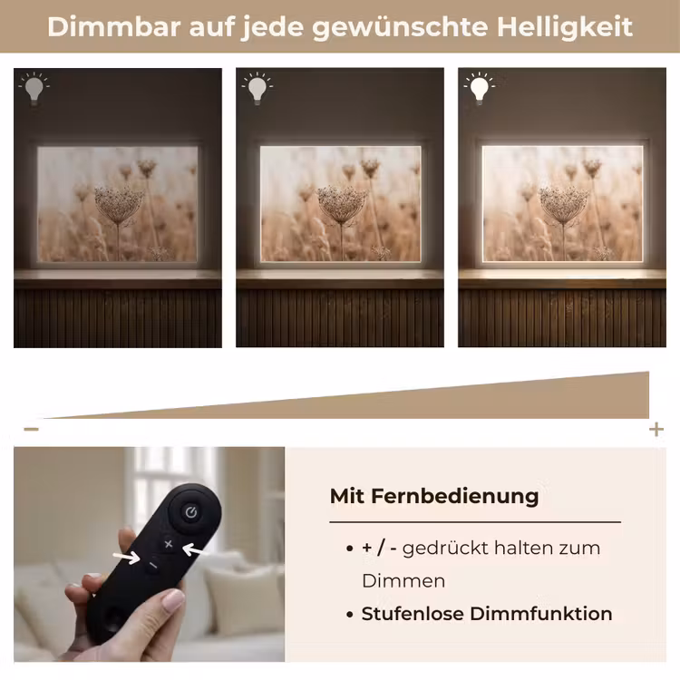 Schermbloem - Droogbloem - Winter - Beige - Minimalistisch Light Box met batterij (Wandlamp) middel -USP_dimbaarDE