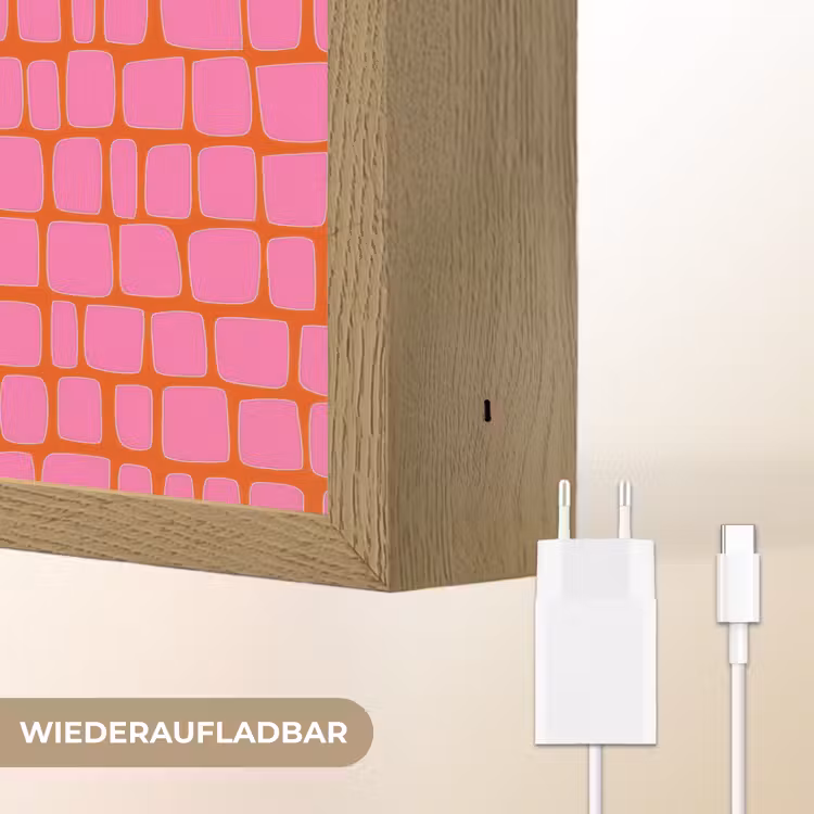Organisch - Raster - Roze Light Box met batterij (Wandlamp) middel 907 -USP_websiteoplaadbaarDE