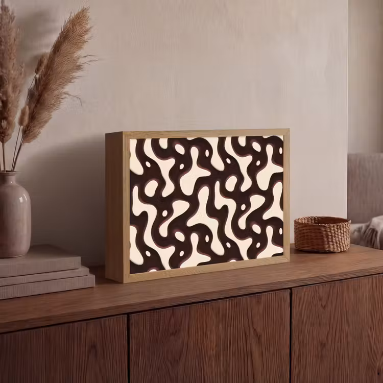 Organisch - Krachtig - Bruin Light Box met batterij (Wandlamp) middel 907 -sfeer2