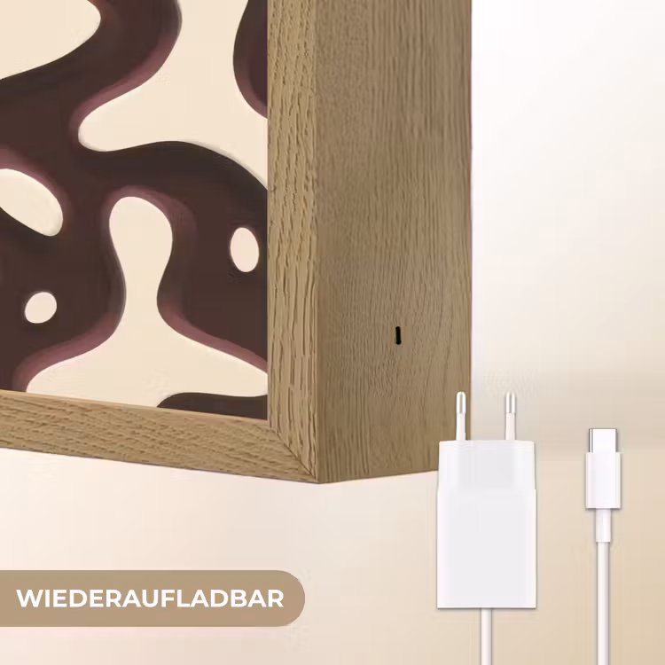 Organisch - Krachtig - Bruin Light Box met batterij (Wandlamp) middel 907 -USP_websiteoplaadbaarDE