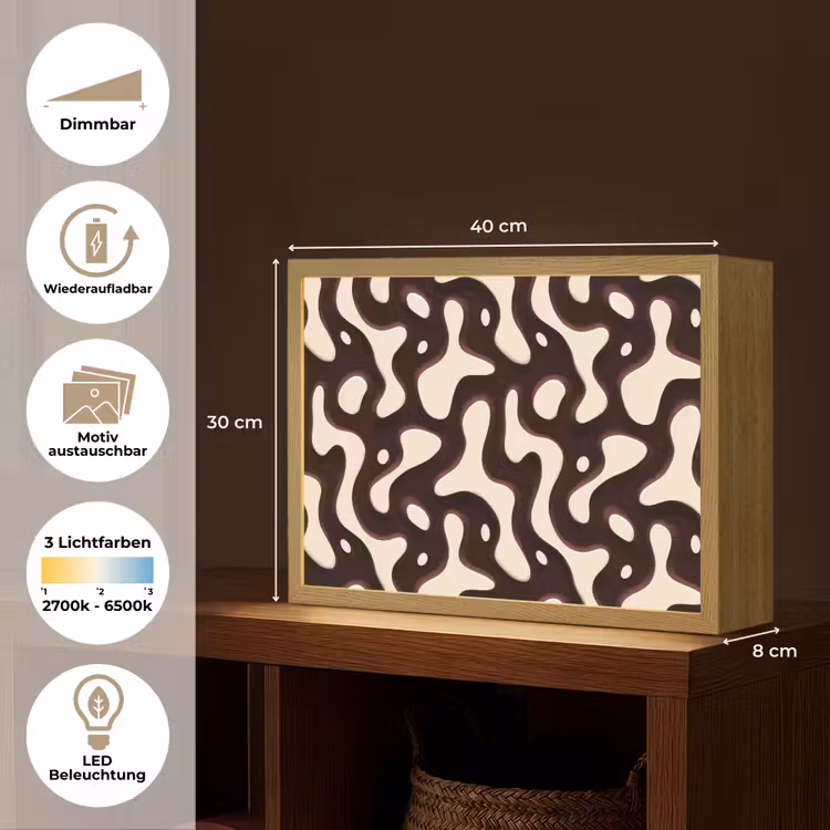 Organisch - Krachtig - Bruin Light Box met batterij (Wandlamp) middel 907 -USP_websiteoverzichtDE