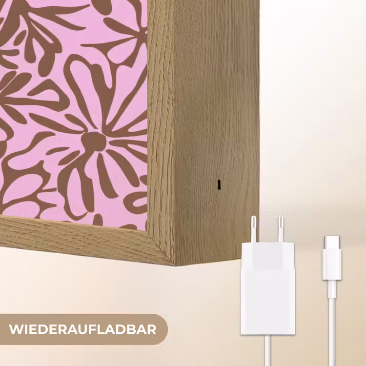 Organisch - Patroon - Roze Light Box met batterij (Wandlamp) middel 907 -USP_websiteoplaadbaarDE