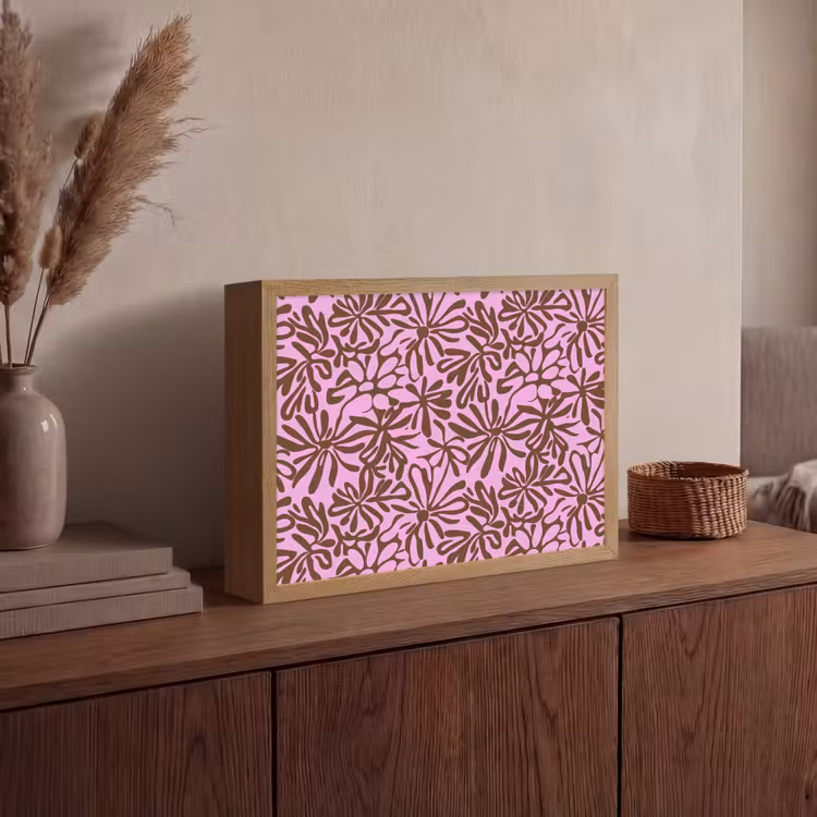 Organisch - Patroon - Roze Light Box met batterij (Wandlamp) middel 907 -sfeer2