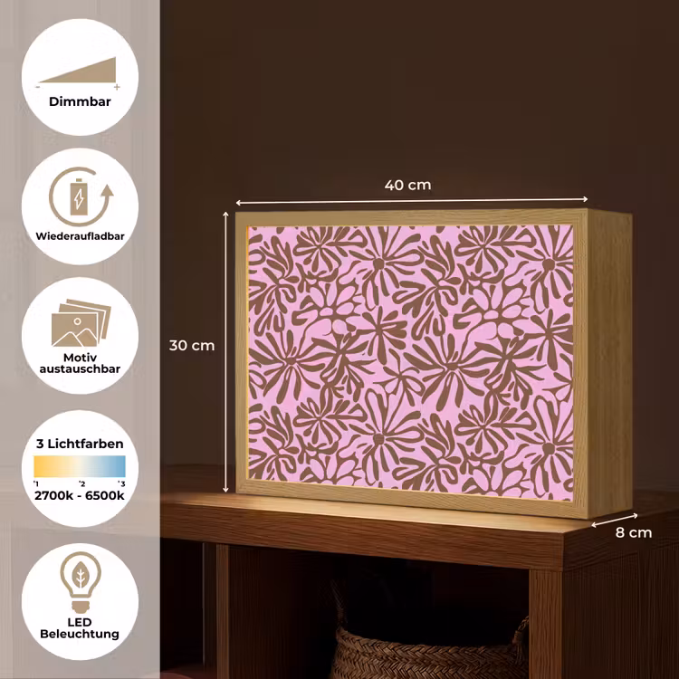 Organisch - Patroon - Roze Light Box met batterij (Wandlamp) middel 907 -USP_websiteoverzichtDE