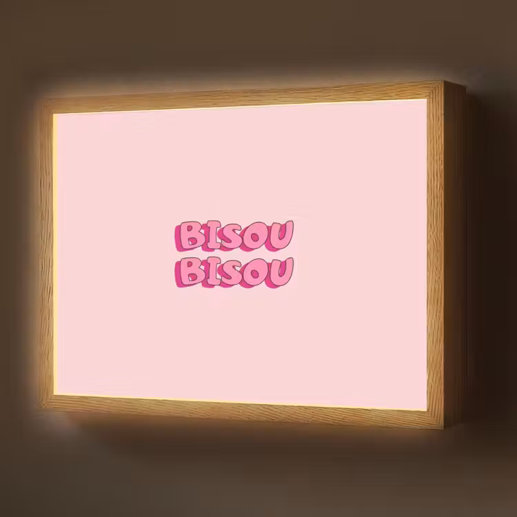 Bisou - Roze - Schaduw Light Box met batterij (Wandlamp) middel -z3d_website