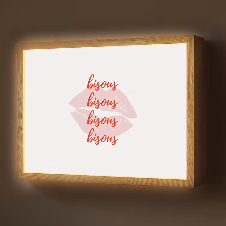 Bisous - Lip - Wit - Rood Light Box met batterij (Wandlamp) middel -z3d_website