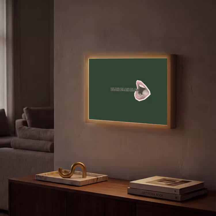 BLAH BLAH BLAH - Mond - Groen Light Box met batterij (Wandlamp) middel -sfeer1
