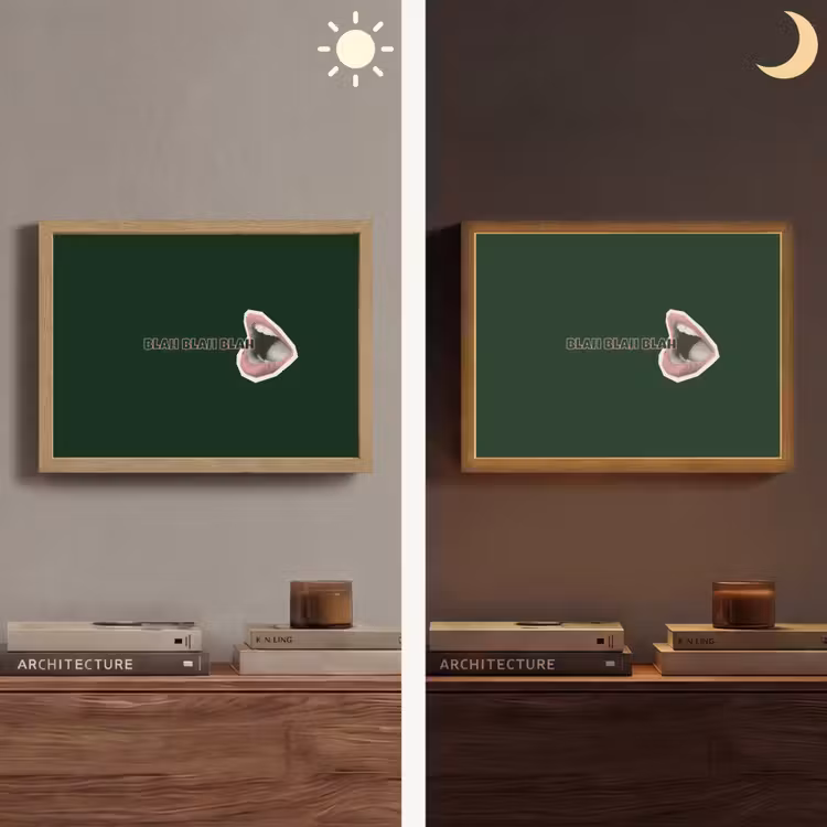 BLAH BLAH BLAH - Mond - Groen Light Box met batterij (Wandlamp) middel -sfeer3