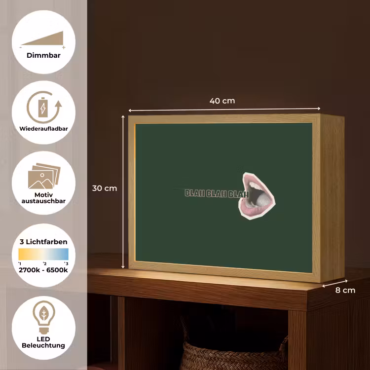 BLAH BLAH BLAH - Mond - Groen Light Box met batterij (Wandlamp) middel -USP_websiteoverzichtDE
