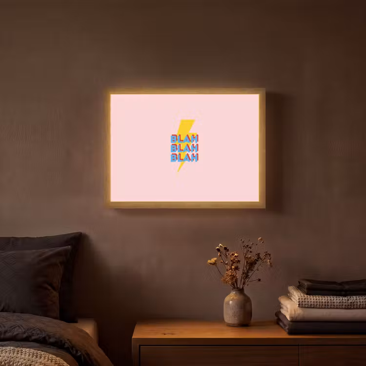 Blah - Bliksem - Roze Light Box met batterij (Wandlamp) middel -sfeer4