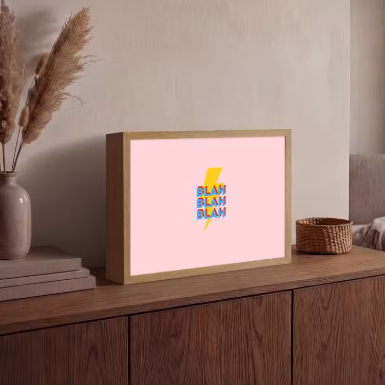 Blah - Bliksem - Roze Light Box met batterij (Wandlamp) middel -sfeer2