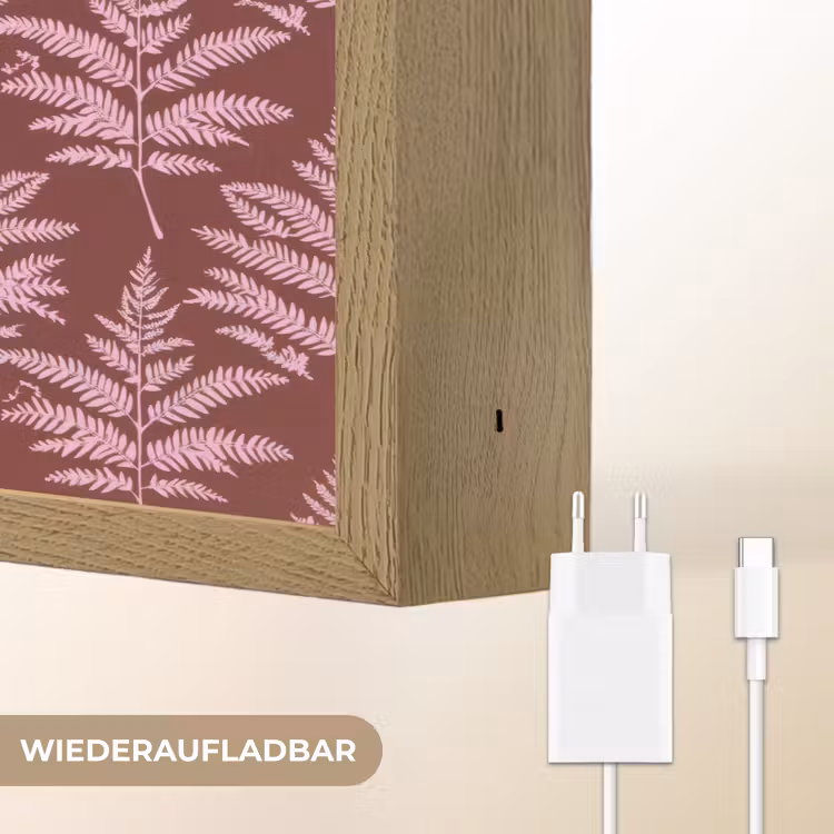 Blad - Patroon - Paars Light Box met batterij (Wandlamp) middel 907 -USP_websiteoplaadbaarDE