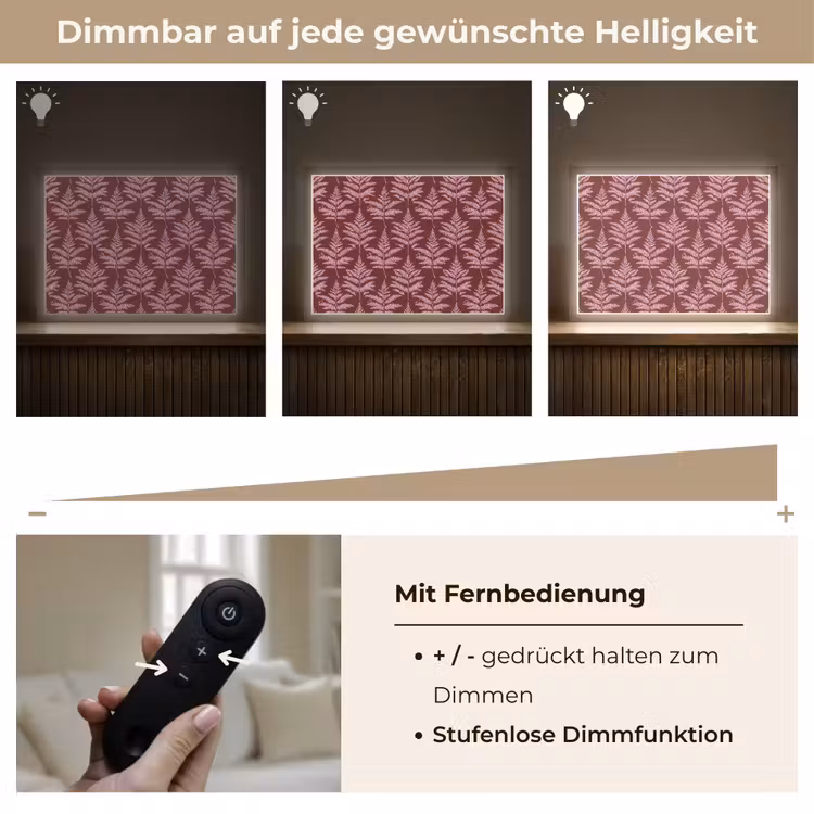 Blad - Patroon - Paars Light Box met batterij (Wandlamp) middel 907 -USP_dimbaarDE