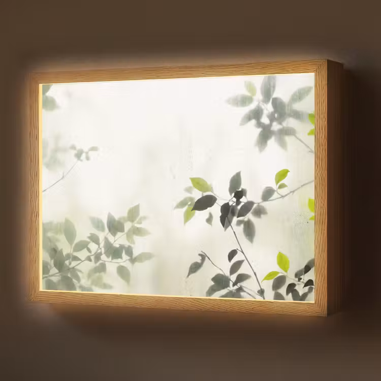 Blad - Schaduw - Natuur - Abstract - Groen Light Box met batterij (Wandlamp) middel -z3d_website