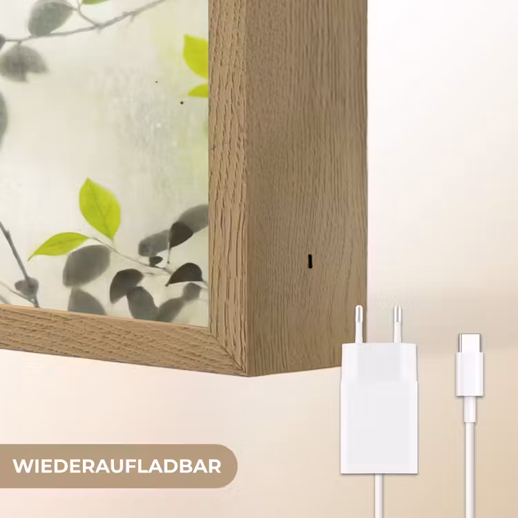Blad - Schaduw - Natuur - Abstract - Groen Light Box met batterij (Wandlamp) middel -USP_websiteoplaadbaarDE