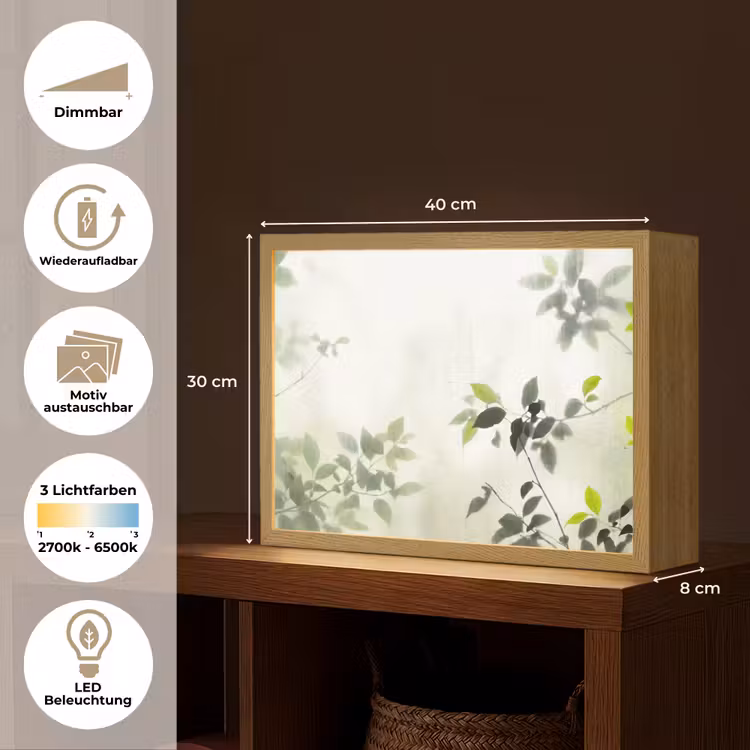 Blad - Schaduw - Natuur - Abstract - Groen Light Box met batterij (Wandlamp) middel -USP_websiteoverzichtDE