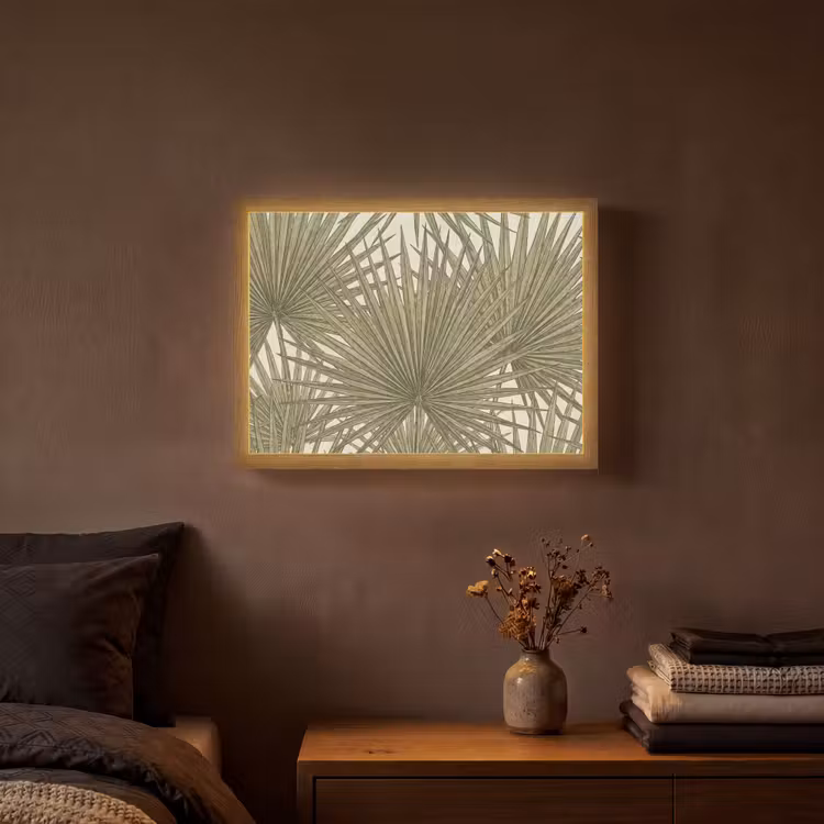 Blad - Tropisch - Patroon - Natuur - Groen Light Box met batterij (Wandlamp) middel -sfeer4