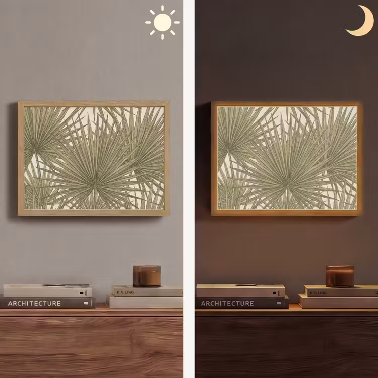 Blad - Tropisch - Patroon - Natuur - Groen Light Box met batterij (Wandlamp) middel -sfeer3