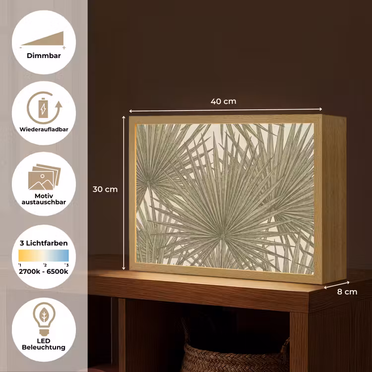 Blad - Tropisch - Patroon - Natuur - Groen Light Box met batterij (Wandlamp) middel -USP_websiteoverzichtDE