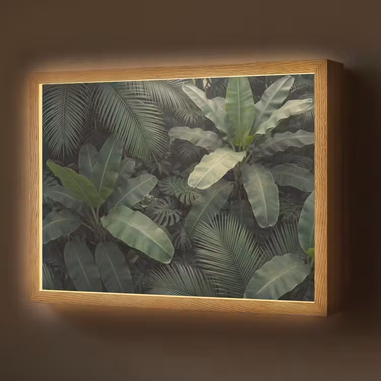 Bladeren - Groen - Tropisch - Natuur Light Box met batterij (Wandlamp) middel -z3d_website