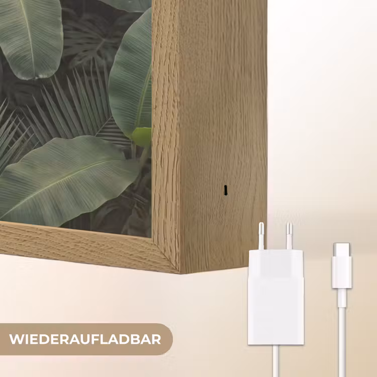 Bladeren - Groen - Tropisch - Natuur Light Box met batterij (Wandlamp) middel -USP_websiteoplaadbaarDE