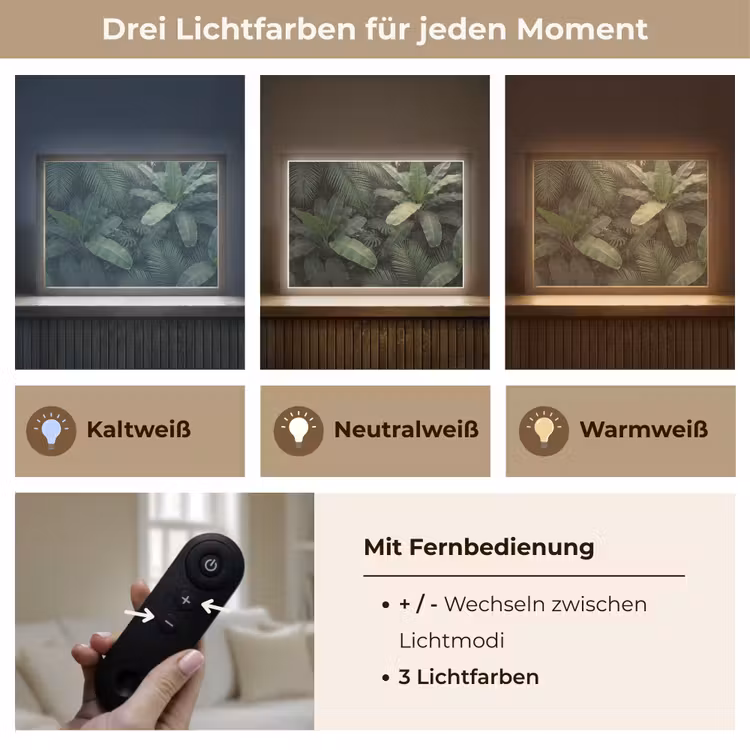 Bladeren - Groen - Tropisch - Natuur Light Box met batterij (Wandlamp) middel -USP_lichtkleurDE