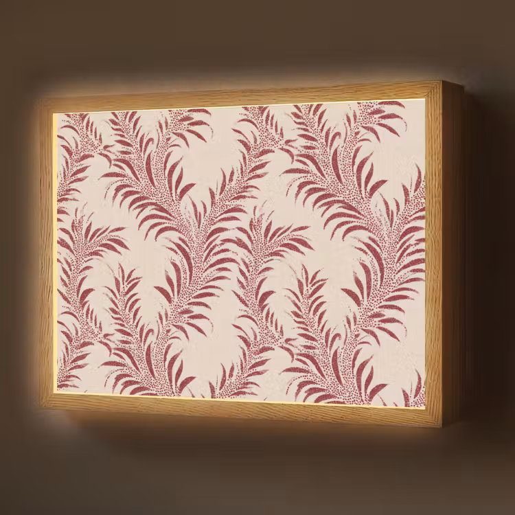 Bladeren - Linnen - Rood Light Box met batterij (Wandlamp) middel 907 -z3d_website