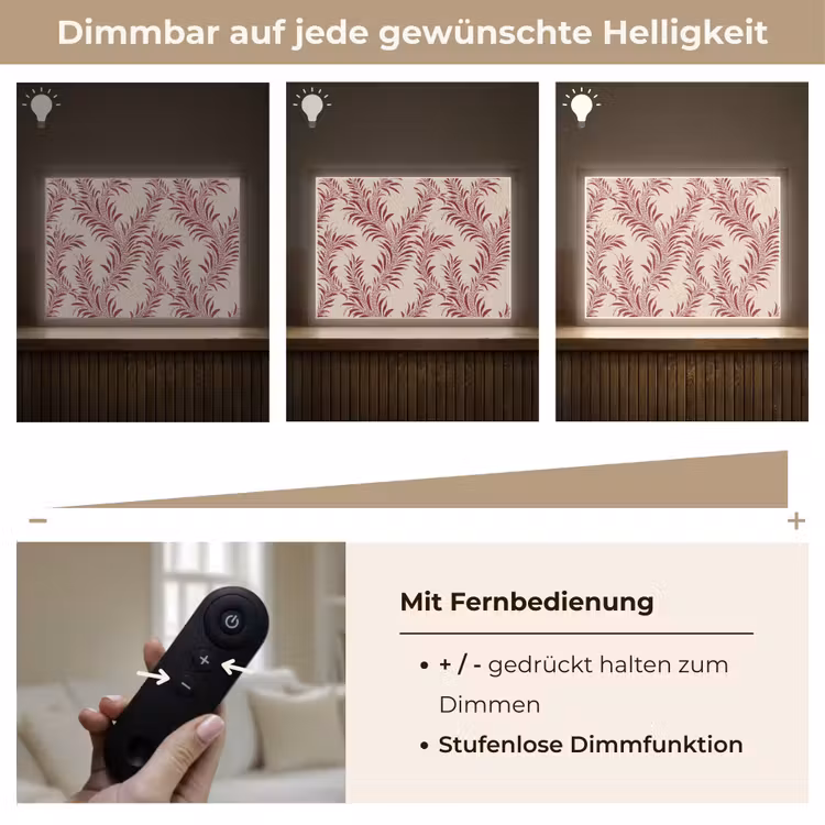 Bladeren - Linnen - Rood Light Box met batterij (Wandlamp) middel 907 -USP_dimbaarDE