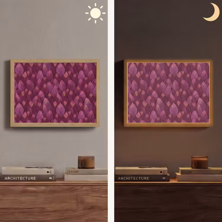 Bladeren - Patroon - Burgundy Light Box met batterij (Wandlamp) middel 907 -sfeer3