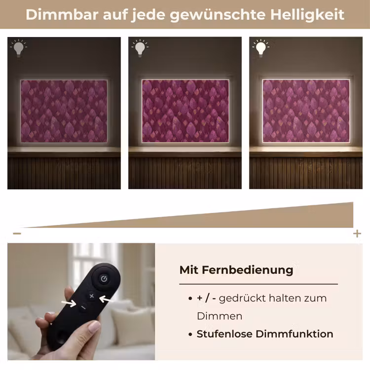 Bladeren - Patroon - Burgundy Light Box met batterij (Wandlamp) middel 907 -USP_dimbaarDE