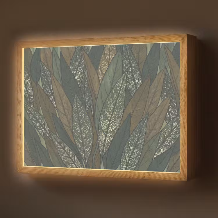 Bladeren - Patroon - Gestippeld - Natuur - Groen Light Box met batterij (Wandlamp) middel -z3d_website
