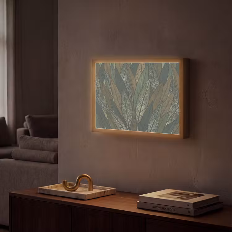 Bladeren - Patroon - Gestippeld - Natuur - Groen Light Box met batterij (Wandlamp) middel -sfeer1