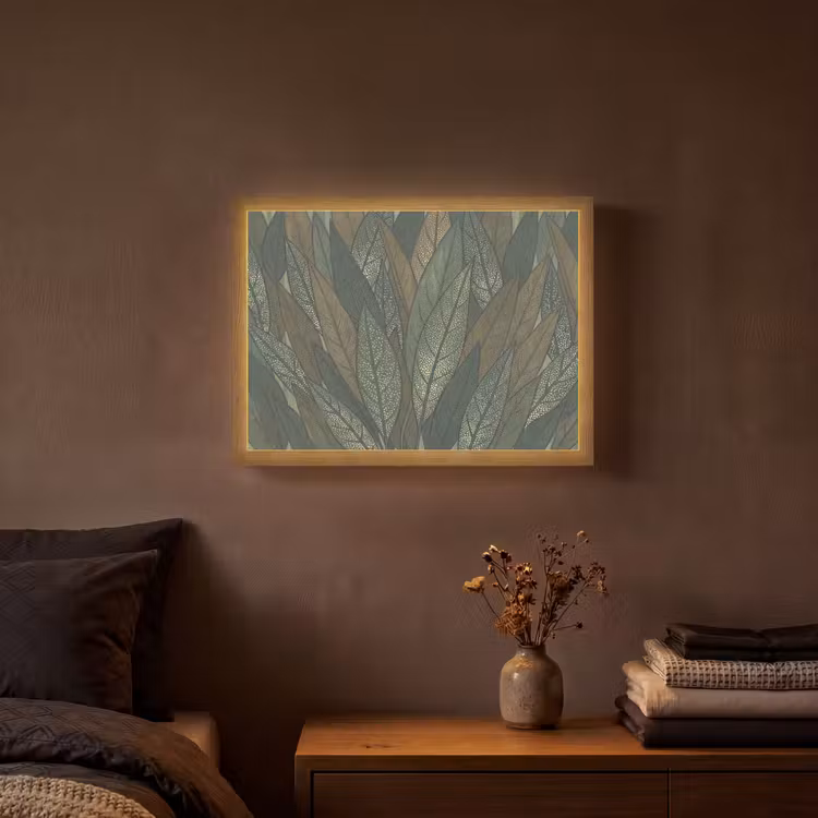 Bladeren - Patroon - Gestippeld - Natuur - Groen Light Box met batterij (Wandlamp) middel -sfeer4