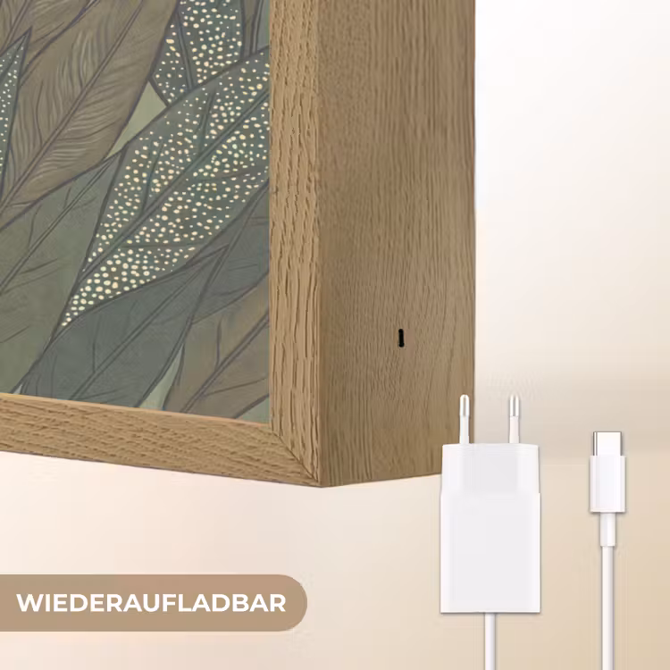 Bladeren - Patroon - Gestippeld - Natuur - Groen Light Box met batterij (Wandlamp) middel -USP_websiteoplaadbaarDE