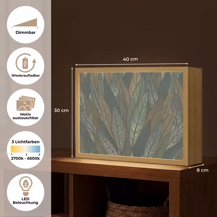 Bladeren - Patroon - Gestippeld - Natuur - Groen Light Box met batterij (Wandlamp) middel -USP_websiteoverzichtDE