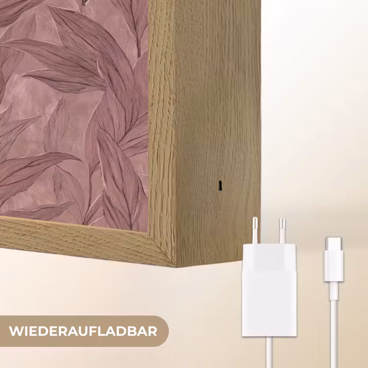 Bladeren - Patroon - Paars Light Box met batterij (Wandlamp) middel 907 -USP_websiteoplaadbaarDE