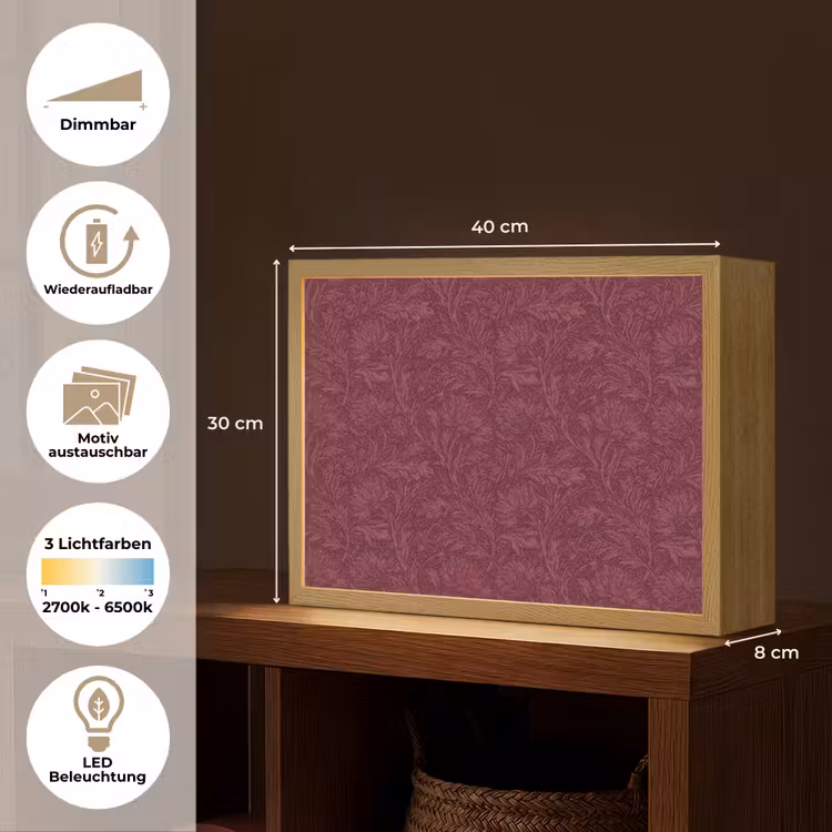 Bladeren - Patroon - Paars Light Box met batterij (Wandlamp) middel 907 -USP_websiteoverzichtDE