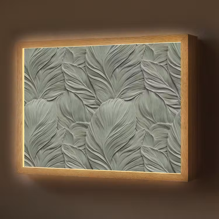 Bladeren - Textuur - Groen Light Box met batterij (Wandlamp) middel 907 -z3d_website