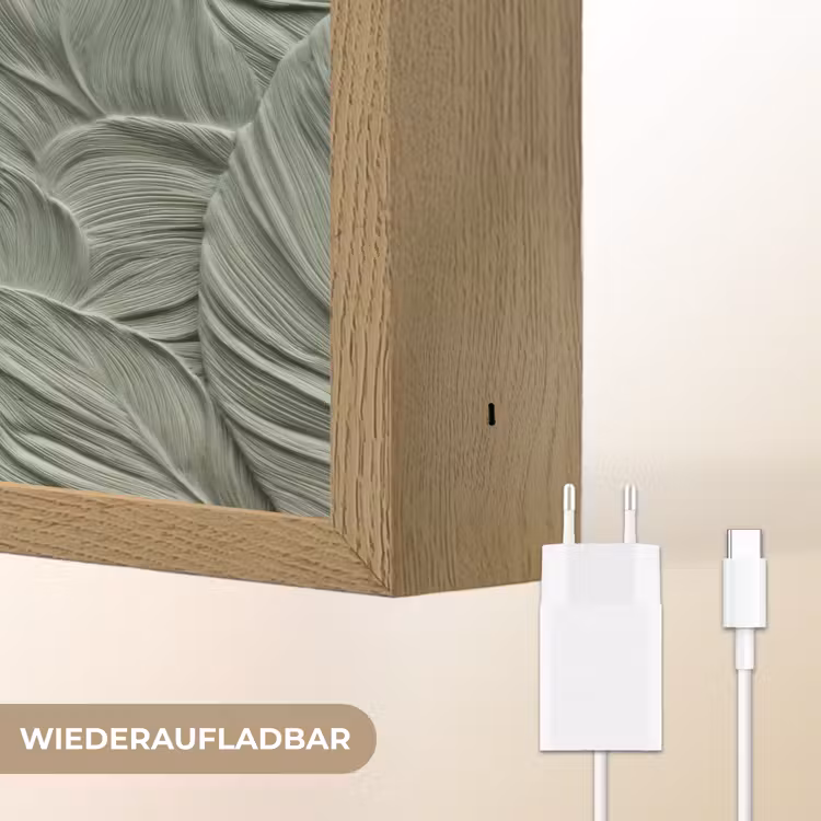 Bladeren - Textuur - Groen Light Box met batterij (Wandlamp) middel 907 -USP_websiteoplaadbaarDE
